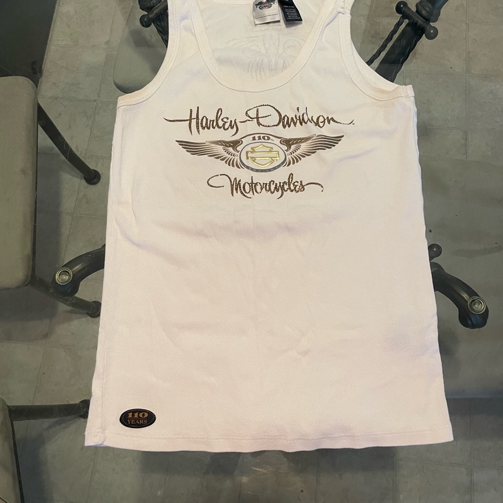 Harley-Davidson Cream Tank Top with Winged Logo - Picture 1 of 5